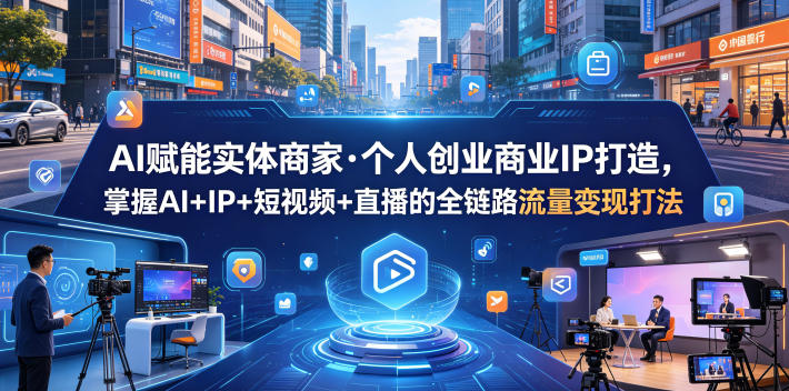 AI赋能实体商家·个人创业商业IP打造，掌握AI+IP+短视频+直播的全链路流量变现打法-云享网创