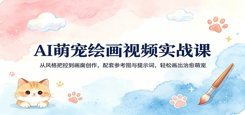 AI萌宠绘画视频实战课：从风格把控到画面创作，配套参考图与提示词，轻松画出治愈萌宠-云享网创