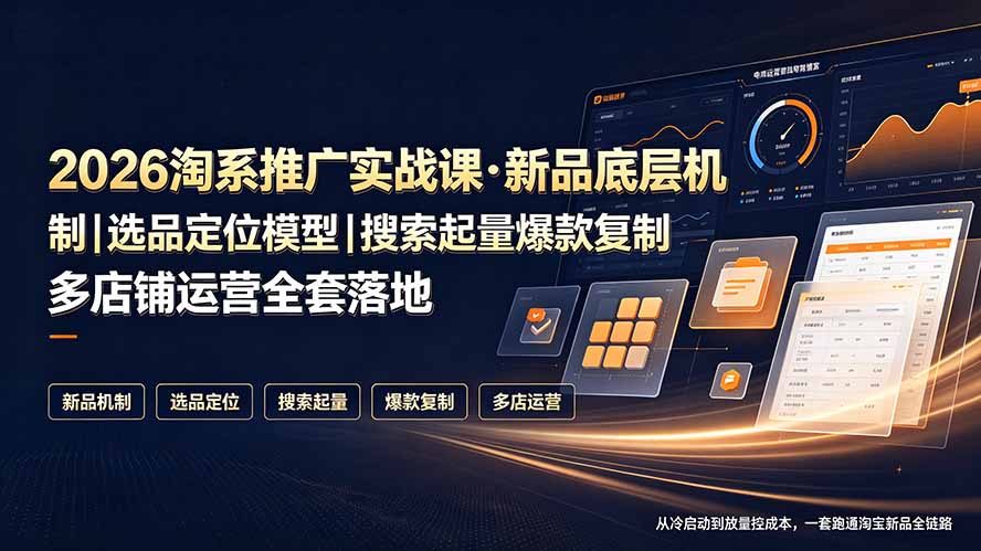 2026淘系推广实战课·新品底层机制|选品定位模型|搜索起量爆款复制多店铺运营全套落地教程-云享网创
