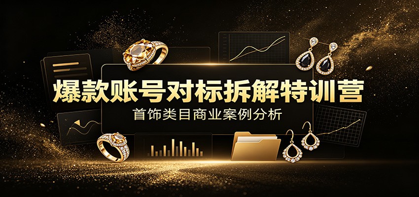 爆款账号对标拆解特训营：首饰类目商业案例分析，配套完整资料内容-云享网创
