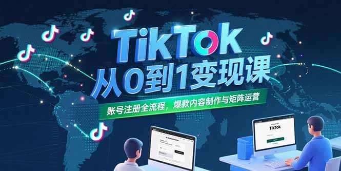 TikTok从0到1变现课，账号注册全流程，爆款内容制作与矩阵运营-云享网创