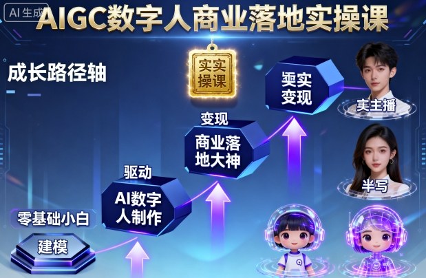 AIGC数字人商业落地实操课，从零基础小白到AI数字人大神-云享网创