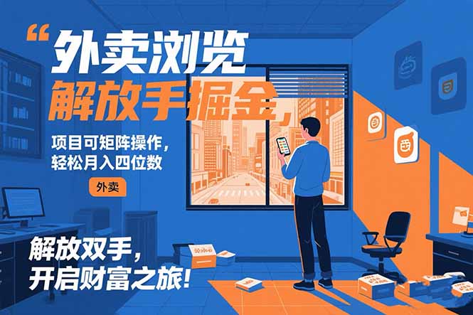 外卖浏览掘金项目 可矩阵操作 轻松日入500+-云享网创