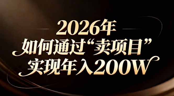 站在2026年的十字路口：一个普通人如何通过卖项目实现年入200万-云享网创