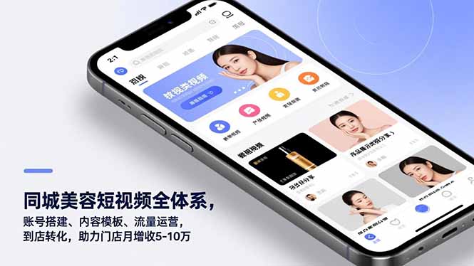 同城美容短视频全体系，账号搭建、内容模板、流量运营，到店转化，助力门店月增收5-10万-云享网创