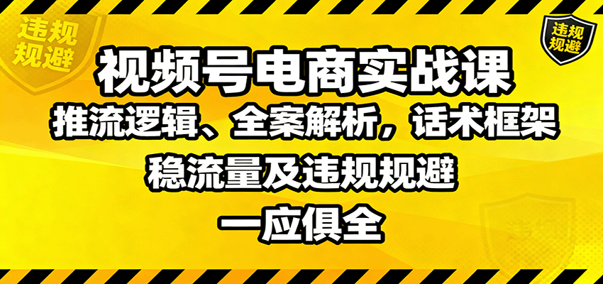 视频号电商实战课：推流逻辑、全案解析，话术框架，稳流量及违规规避等-云享网创