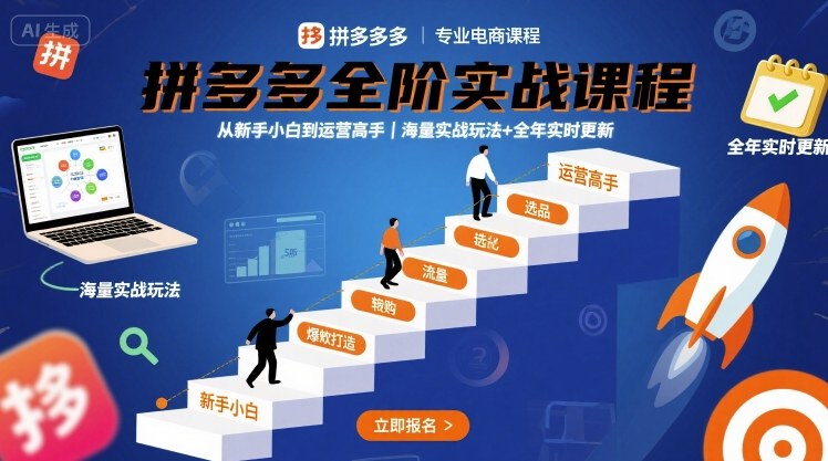 拼多多全阶实战课程，从新手小白到运营高手，海量实战玩法+全年实时更新【2025年9月更新】-云享网创