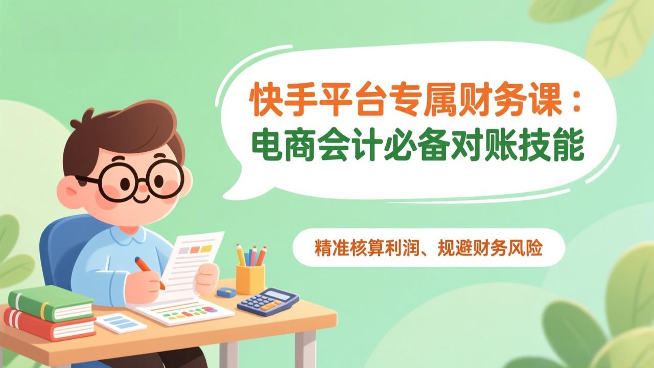 快手平台专属财务课：电商会计必备对账技能，精准核算利润、规避财务风险-云享网创