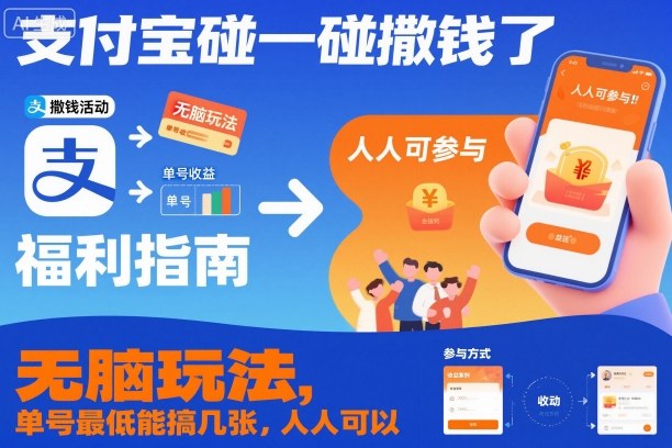 支付宝碰一碰撒钱了,无脑玩法,单号最低能搞几张,人人可以撸【揭秘】-云享网创