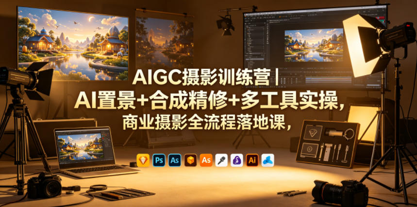 AIGC摄影训练营｜AI置景+合成精修+多工具实操，商业摄影全流程落地课-云享网创