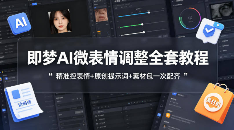 即梦AI微表情调整全套教程,精准控表情+原创提示词+素材包一次配齐-云享网创