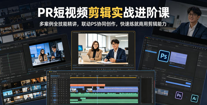 PR短视频剪辑实战进阶课，多案例全技能精讲，联动PS协同创作，快速练就商用剪辑能力-云享网创