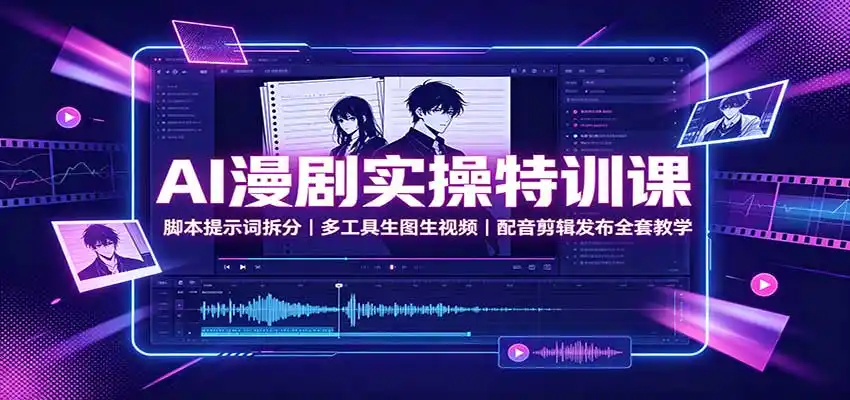 AI漫剧实操特训课：脚本提示词拆分，多工具生图生视频，配音剪辑发布全套教学-云享网创