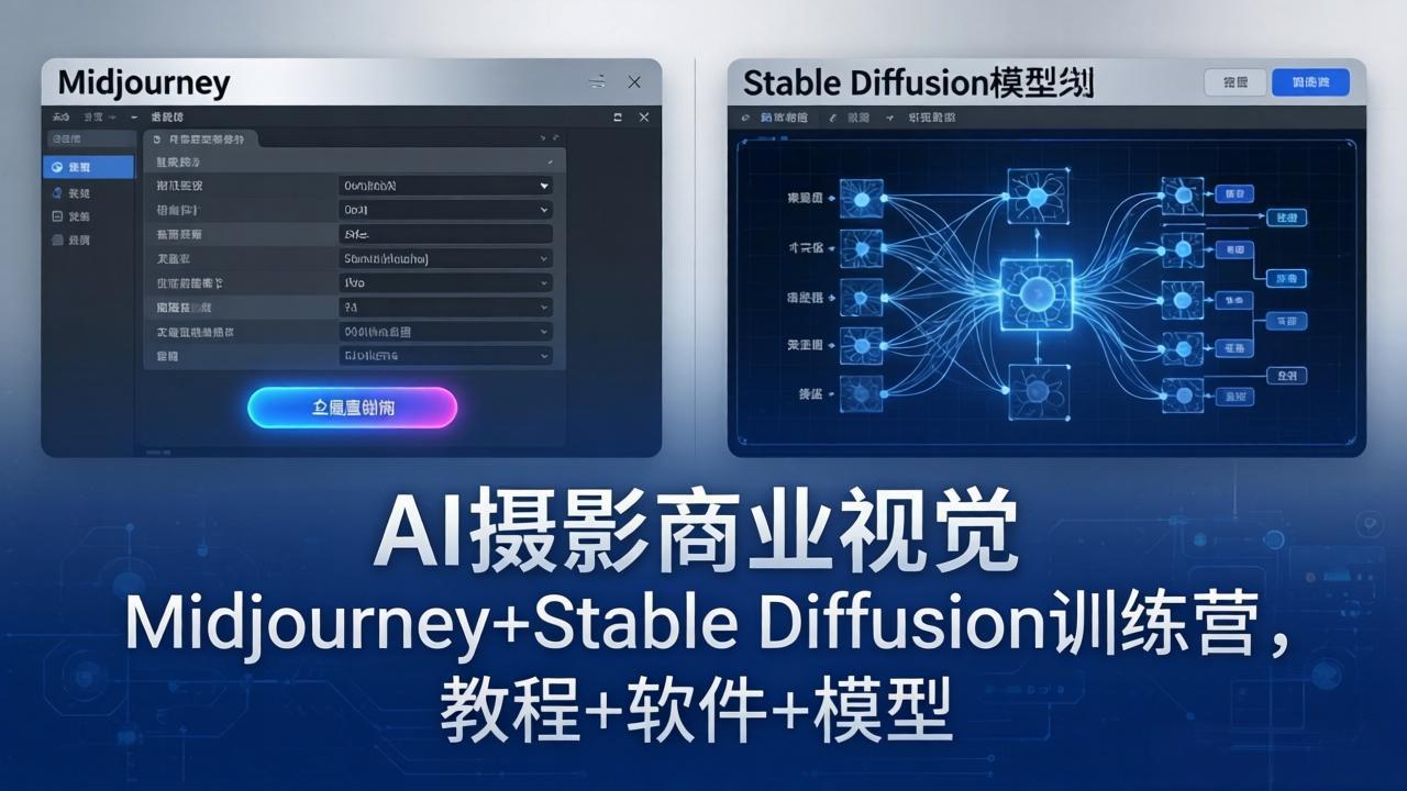 AI摄影商业视觉Midjourney+Stable Diffusion训练营，教程+软件+模型-云享网创