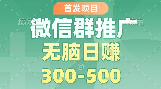 首发项目，微信群推广，一天15单，每单利润10米，无脑日入3-5张【揭秘】-云享网创