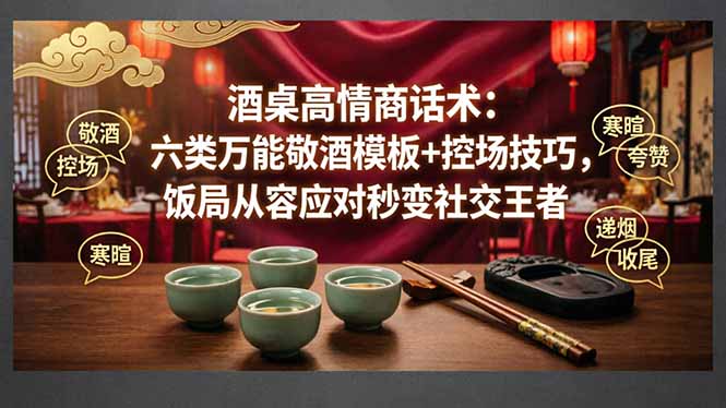付费文章：酒桌高情商话术：六类万能敬酒模板+控场技巧，饭局从容应对秒变社交王者-云享网创