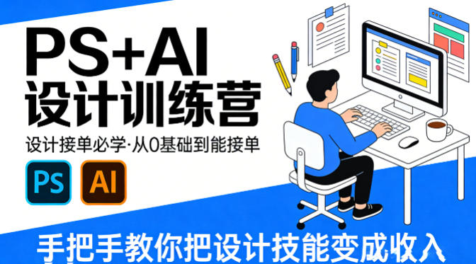 设计接单必学，PS+AI设计训练营，从0基础到能接单，手把手教你把设计技能变成收入-云享网创