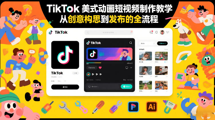 TikTok美式动画短视频制作教学，从创意构思到发布的全流程-云享网创