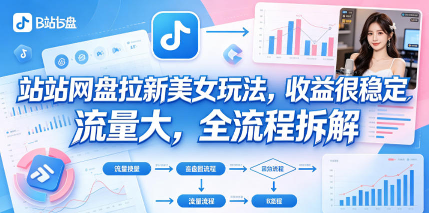 B站网盘拉新美女玩法，收益很稳定，流量大，全流程拆解-云享网创