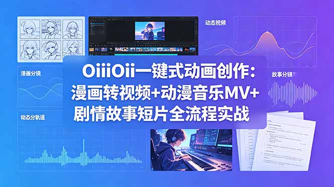 OiiOii一键式动画创作：漫画转视频+动漫音乐MV+剧情故事短片全流程实战-云享网创