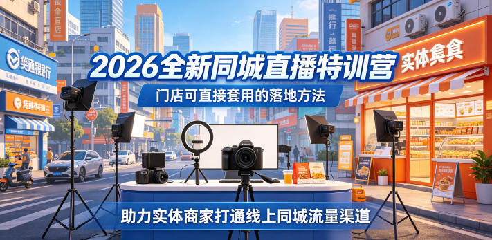 2026全新同城直播特训营，门店可直接套用的落地方法，助力实体商家打通线上同城流量渠道-云享网创