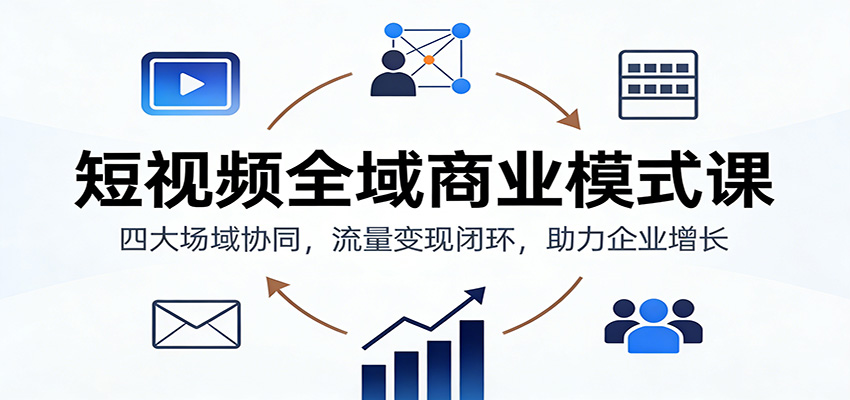 短视频全域商业模式课：四大场域协同，流量变现闭环，助力企业增长-云享网创