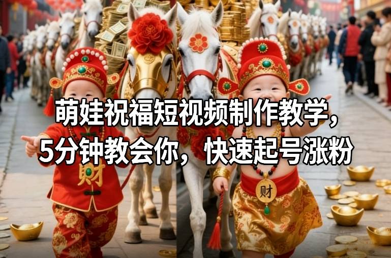 萌娃祝福短视频制作教学，5分钟教会你，快速起号涨粉-云享网创