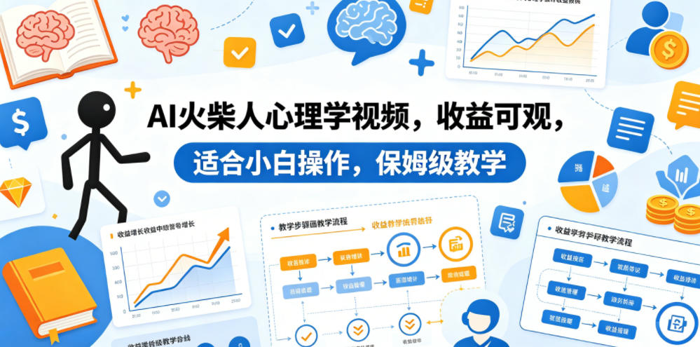 AI火柴人心理学视频，收益可观，适合小白操作，保姆级教学-云享网创