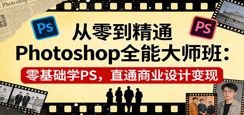 从零到精通Photoshop全能大师班：零基础学PS，直通商业设计变现-云享网创
