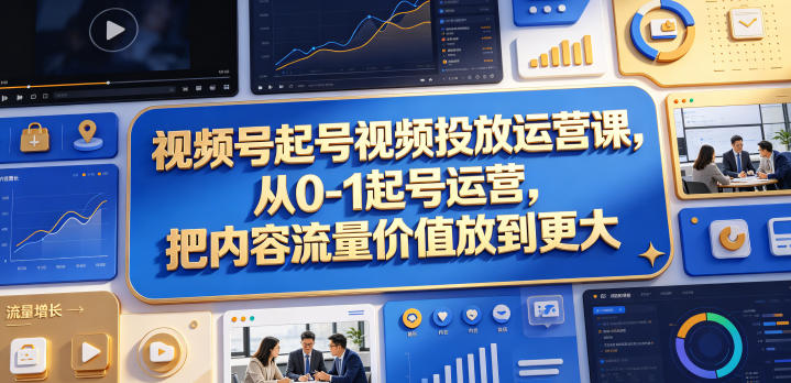 视频号起号视频投放运营课，从0-1起号运营，把内容流量价值放到更大-云享网创
