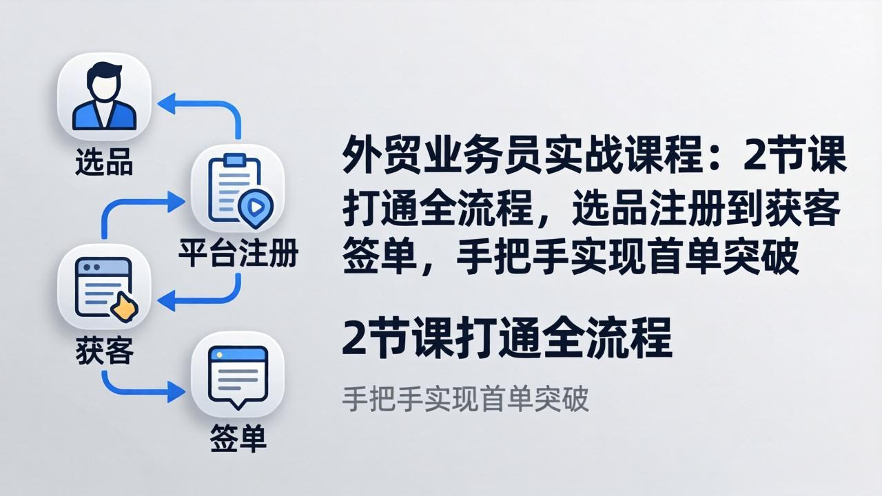 外贸业务员实战课程：2节课打通全流程，选品注册到获客签单，手把手实现首单突破-云享网创