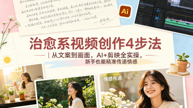 治愈系视频创作4步法｜从文案到画面，AI+剪映全实操，新手也能精准传递情感-云享网创