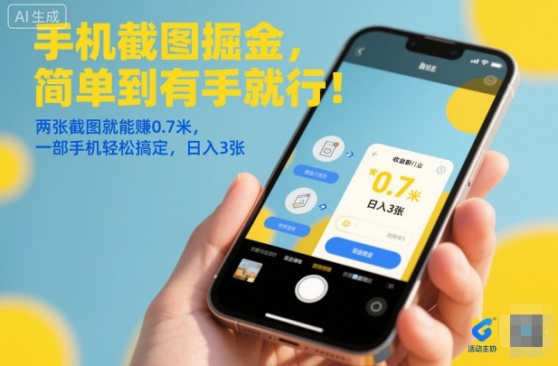 手机截图掘金,简单到有手就行!两张截图就能賺0.7米,一部手机轻松搞定,日入3张【揭秘】-云享网创