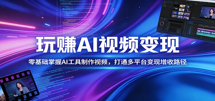 玩赚AI视频变现，零基础掌握AI具制作视频，打通多平台变现增收路径-云享网创