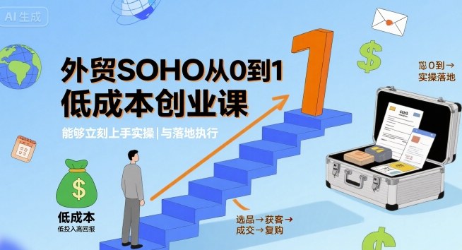 外贸SOHO从0到1低成本创业课，能够立刻上手实操与落地执行-云享网创