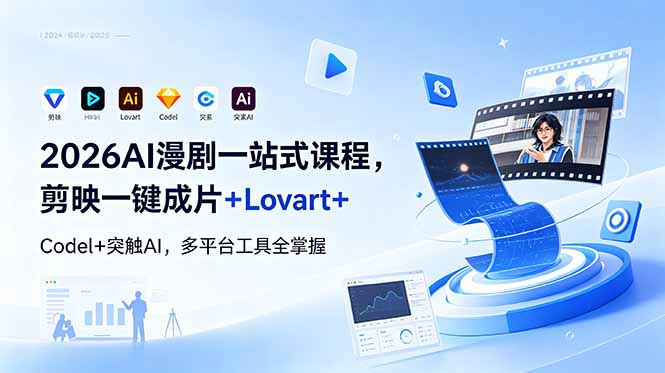 2026AI 漫剧一站式课程，剪映一键成片+Lovart+Codel+突触AI，多平台工具全掌握-云享网创