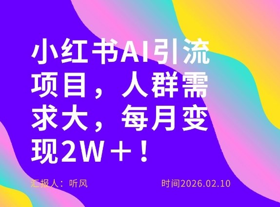 她通过这个AI项目每月做到2W＋的收入，最新小红书AI项目，人群需求大！-云享网创