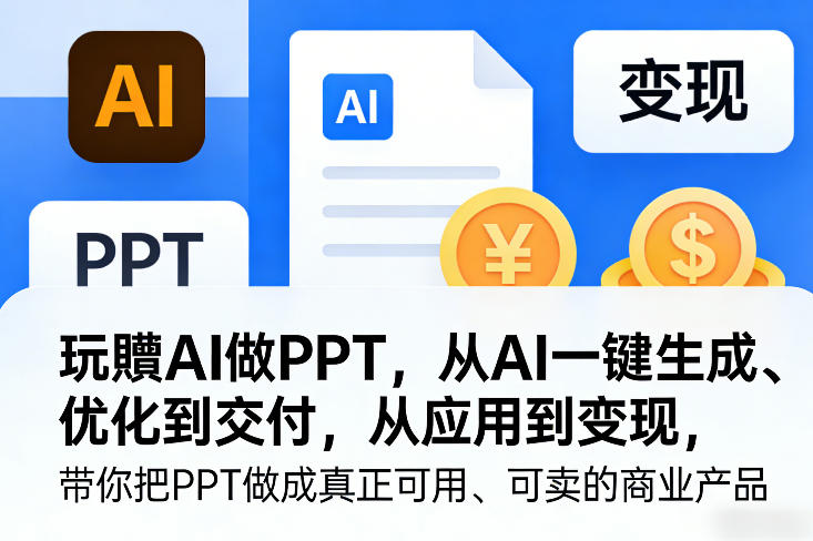 玩賺AI做PPT，从AI一键生成、优化到交付，从应用到变现，带你把PPT做成真正可用、可卖的商业产品-云享网创