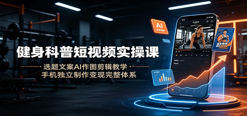 健身科普短视频实操课：选题文案AI作图剪辑教学，手机独立制作变现完整体系-云享网创