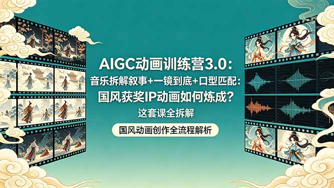 AIGC动画训练营3.0：音乐拆解叙事+一镜到底+口型匹配：国风获奖IP动画如何炼成？这套课全拆解-云享网创