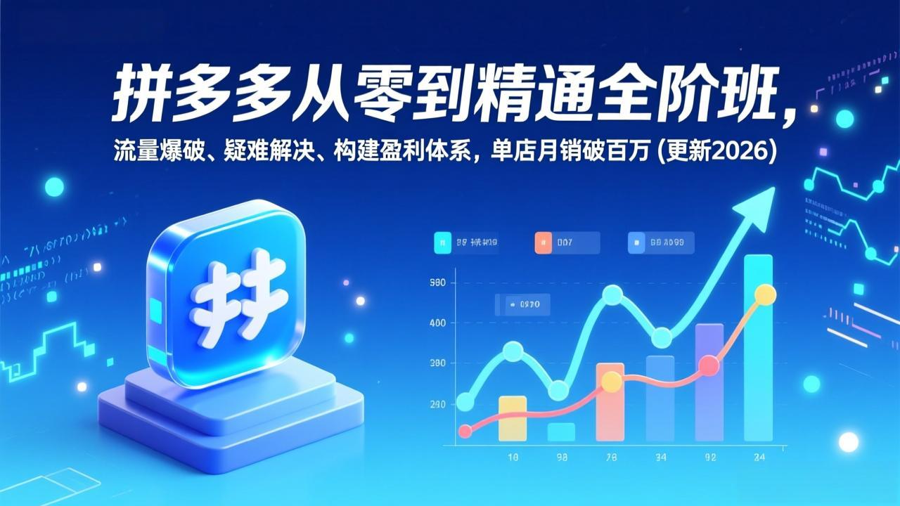 拼多多从零到精通全阶班，流量爆破、疑难解决，构建盈利体系，单店月销破百万(更新2026-云享网创