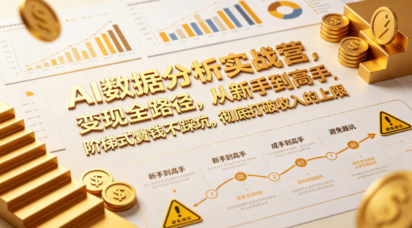 AI数据分析实战营，变现全路径，从新手到高手，阶梯式賺钱不踩坑，彻底打破收入的上限-云享网创