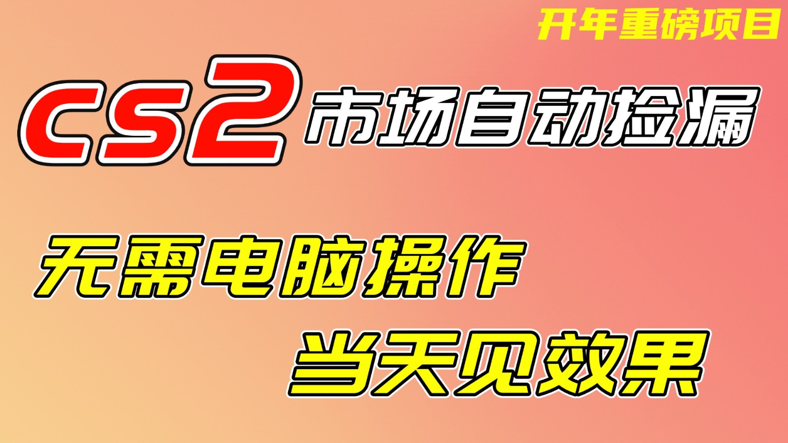 CS2市场挂机项，无需电脑操作，无需进入游戏，当天见效果，支持任何形式验证-云享网创