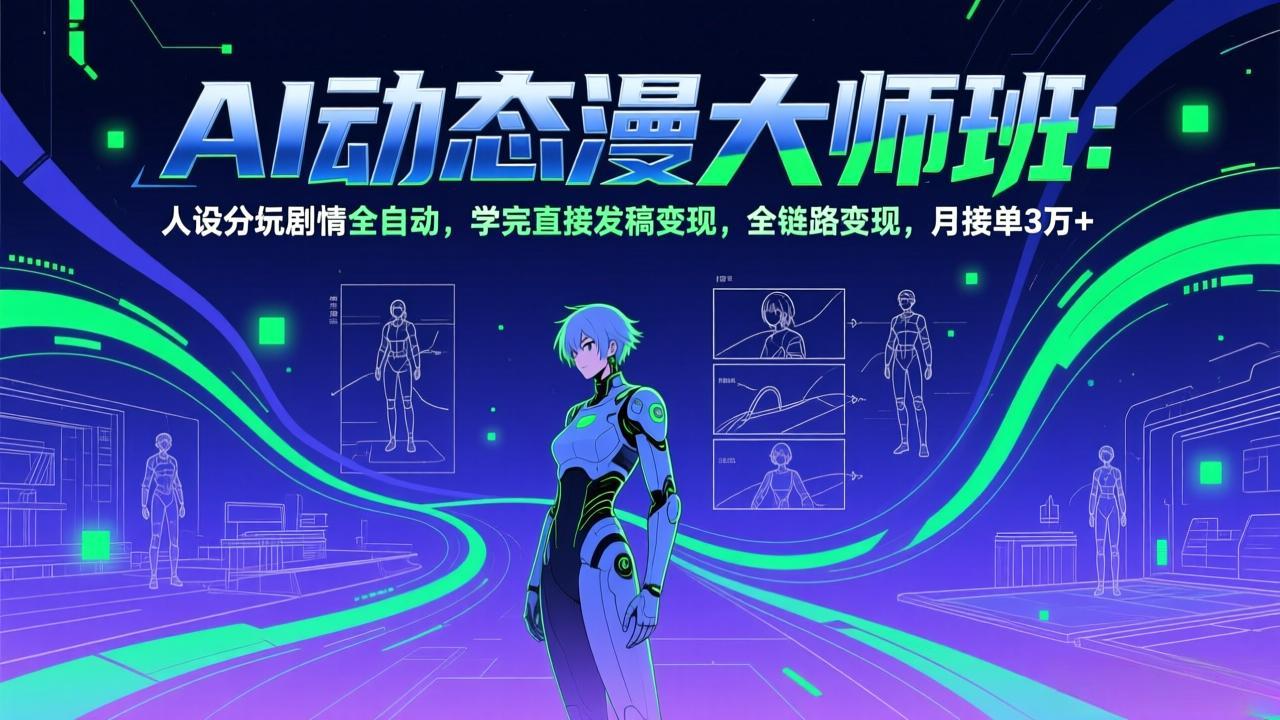 AI动态漫剧大师班:人设分镜剧情全自动,学完直接发稿变现,全链路变现,月接单3万+-云享网创