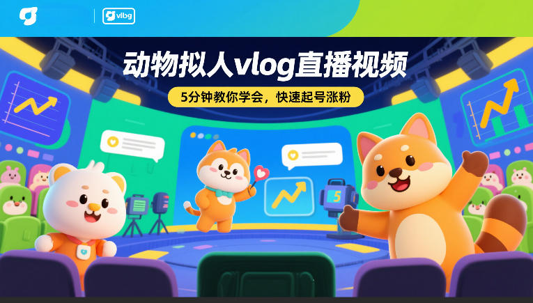 动物拟人vlog直播视频，5分钟教你学会，快速起号涨粉-云享网创