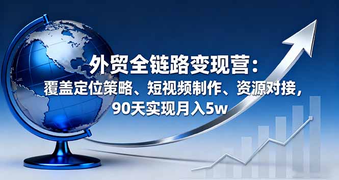 外贸全链路变现营:覆盖定位策略、短视频制作、资源对接,90天实现月入5w-云享网创