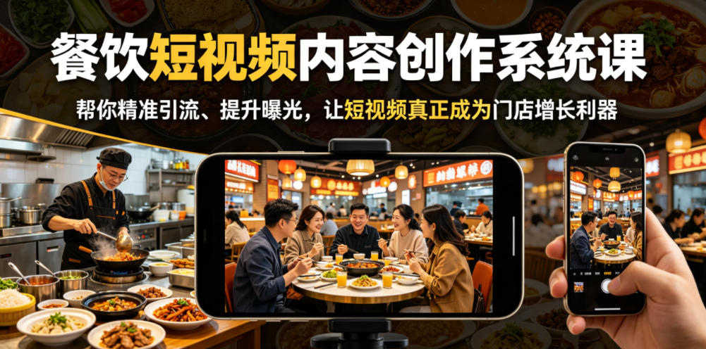 餐饮短视频内容创作系统课，帮你精准引流、提升曝光，让短视频真正成为门店增长利器-云享网创