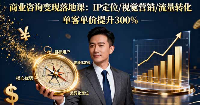 商业咨询变现落地课：IP定位/视觉营销/流量转化，单客单价提升300%-云享网创