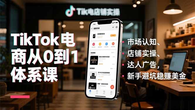 TikTok电商从0到1体系课,市场认知、店铺实操、达人广告,新手避坑稳赚美金-云享网创