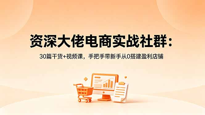资深大佬电商实战社群：30篇干货+视频课，手把手带新手从0搭建盈利店铺-云享网创